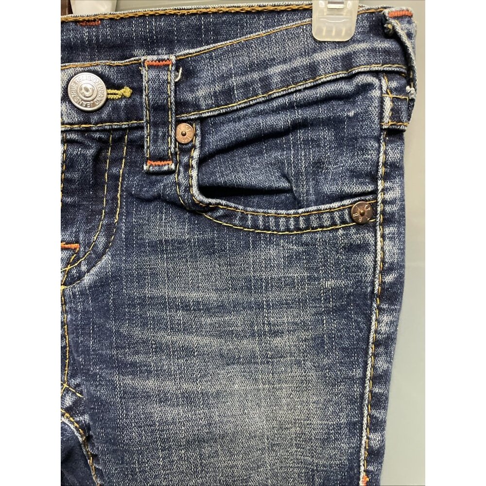 True Religion Jeans JOEY Flare Girls Size 14 Youth Kids Blue Twisted Leg Y2K 90s - Picture 4 of 12